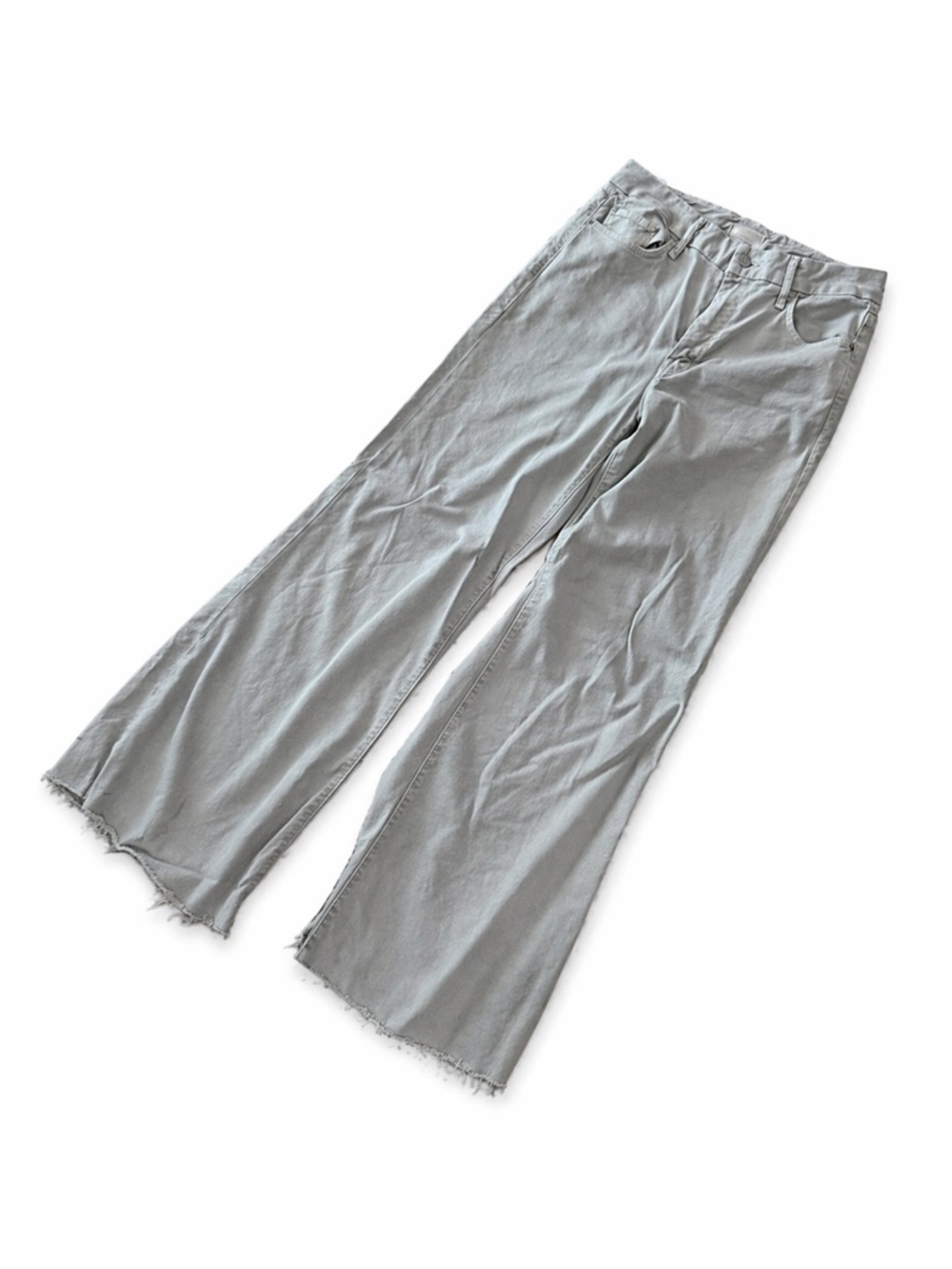 MOTHER Wide Leg Flare Jeans in Light Gray